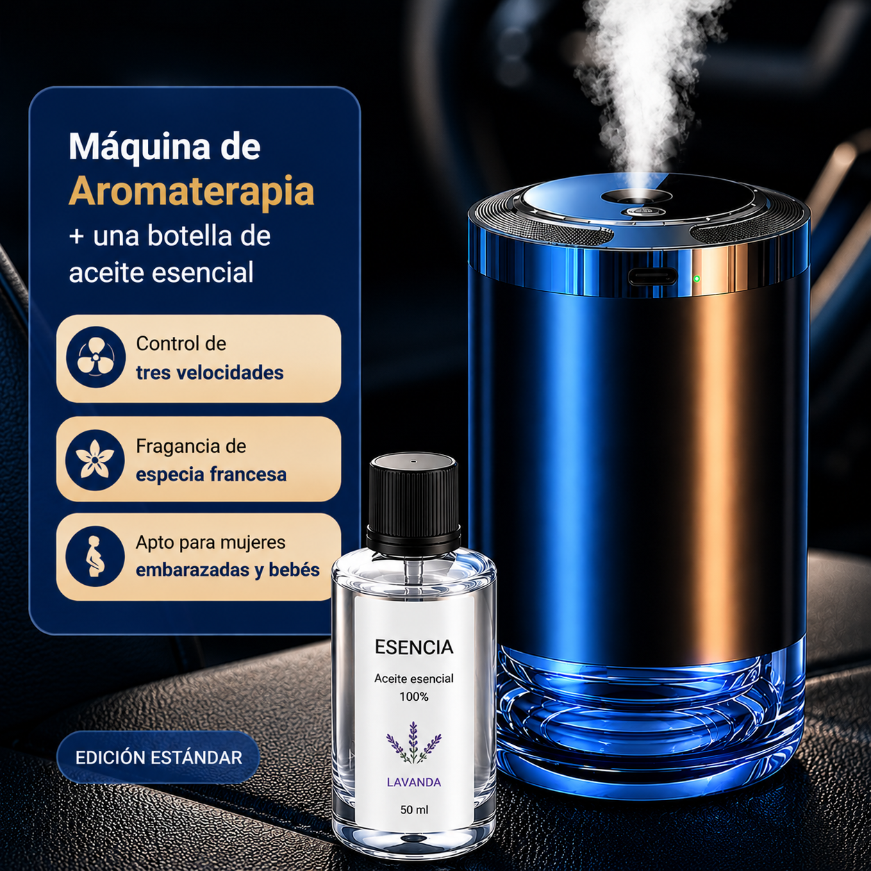 DIFUSOR DE FRAGANCIA INTELIGENTE PARA AUTO, PERFUME DE LUJO, CON SENSOR DE MOVIMIENTO Y PROYECCION DE LUZ 3D