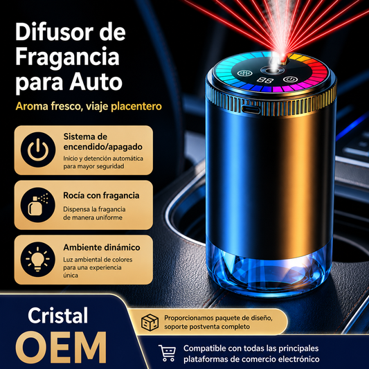 DIFUSOR DE FRAGANCIA INTELIGENTE PARA AUTO, PERFUME DE LUJO, CON SENSOR DE MOVIMIENTO Y PROYECCION DE LUZ 3D