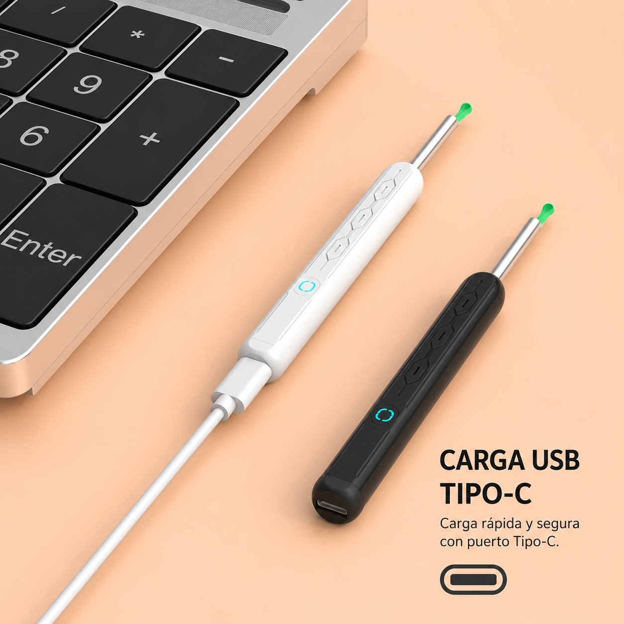 Otoscopio NE3 PRO Limpiador de Oidos Recargable, Otoscopio Inalambrico con Wifi, Camara Visual HD para Limpieza de Cerumen y Oido Obstruido